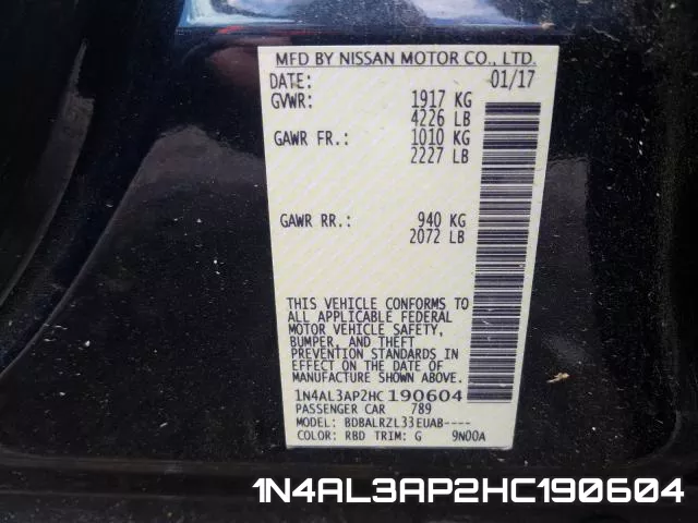 1N4AL3AP2HC190604 фото 2
