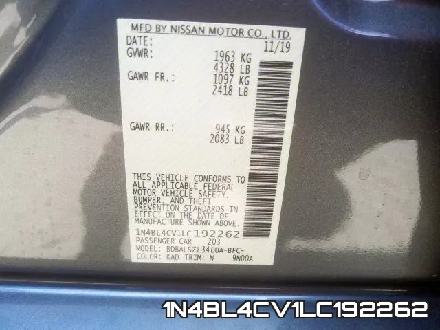 1N4BL4CV1LC192262 фото 2