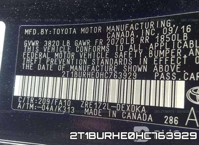 2T1BURHE0HC763929 фото 10