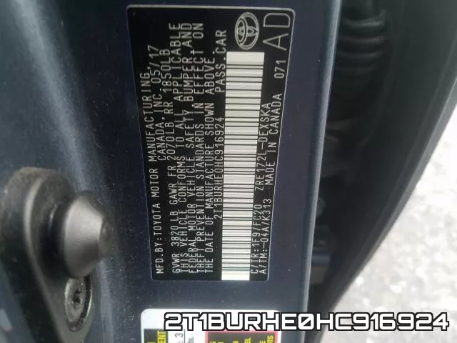 2T1BURHE0HC916924 фото 2