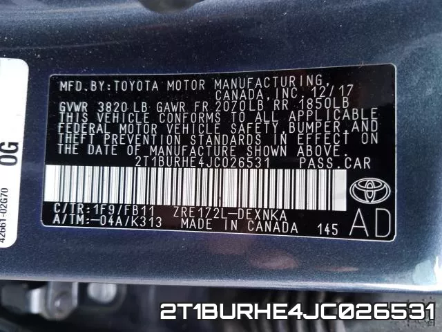 2T1BURHE4JC026531 фото 2