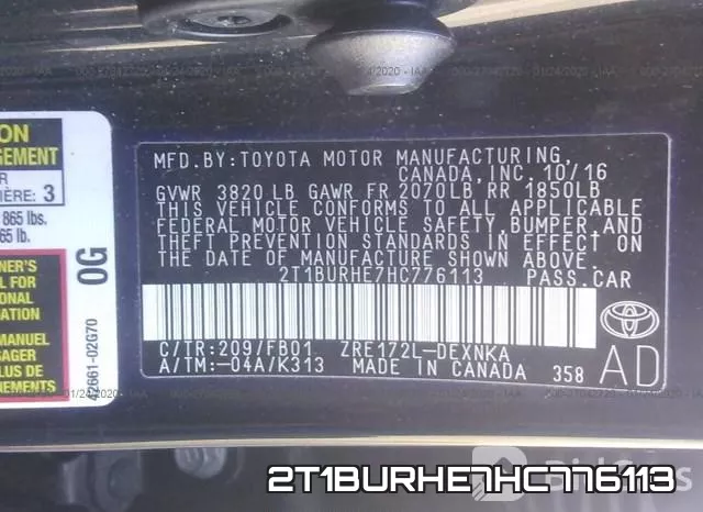2T1BURHE7HC776113 фото 10
