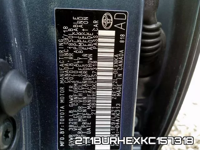 2T1BURHEXKC157318 фото 2