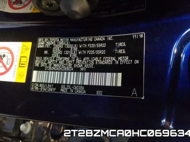 2T2BZMCA0HC069634 фото 2