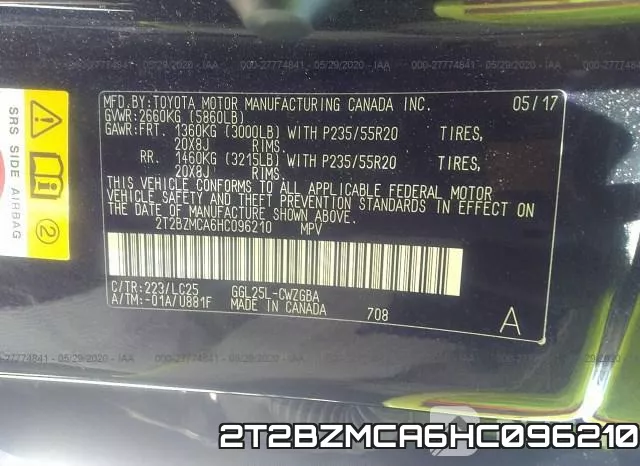 2T2BZMCA6HC096210 фото 10