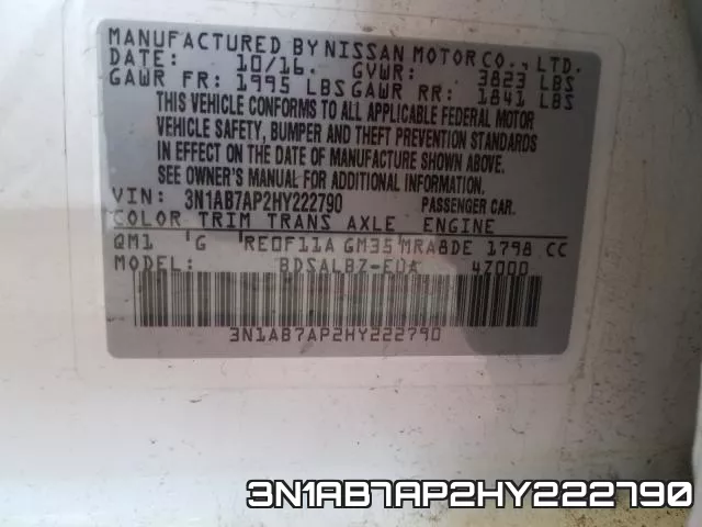 3N1AB7AP2HY222790 фото 2