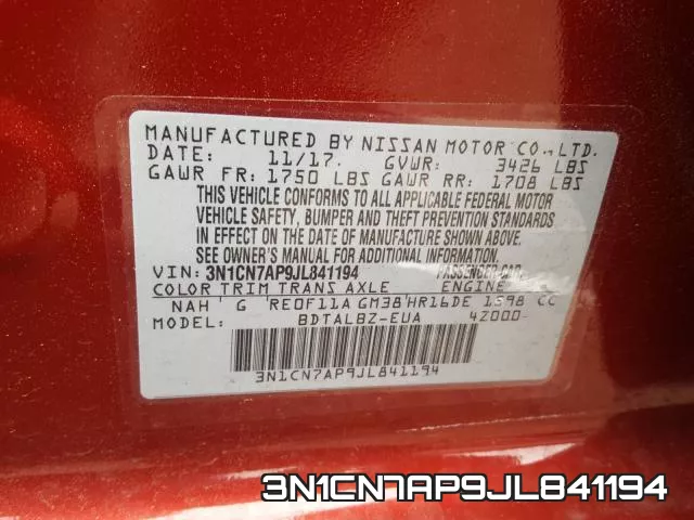3N1CN7AP9JL841194 фото 2