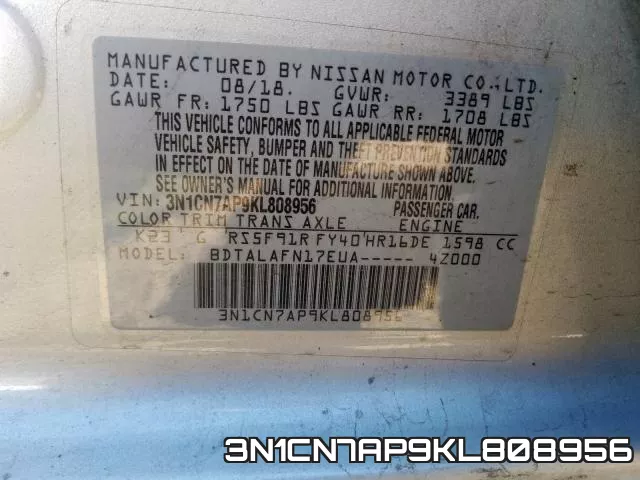 3N1CN7AP9KL808956 фото 2