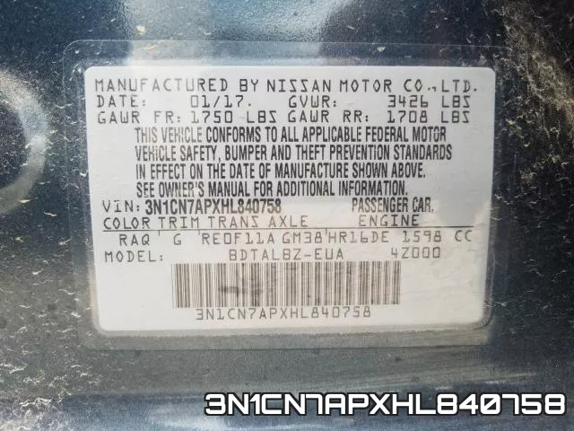 3N1CN7APXHL840758 фото 2