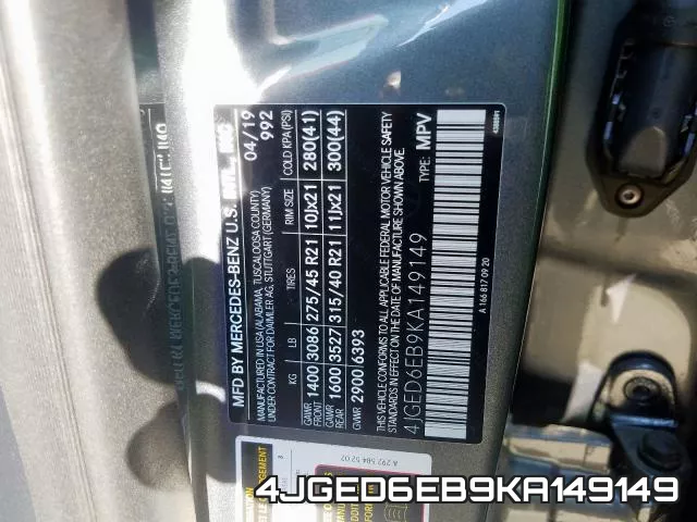 4JGED6EB9KA149149 фото 2