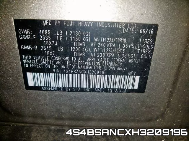 4S4BSANCXH3209196 фото 2