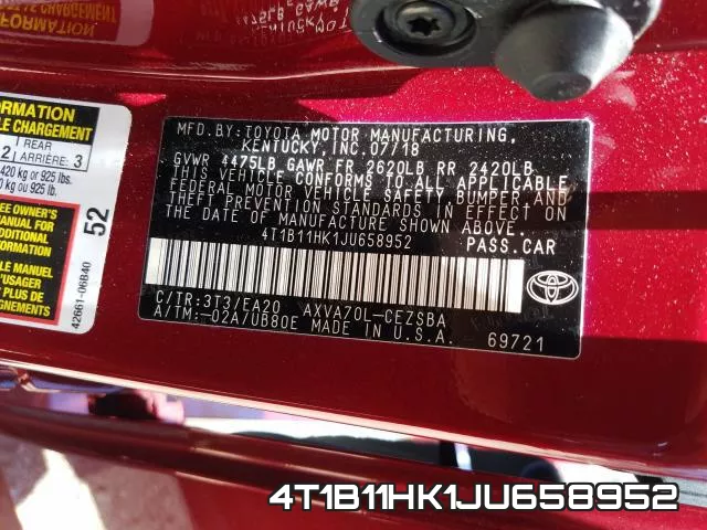 4T1B11HK1JU658952 фото 2