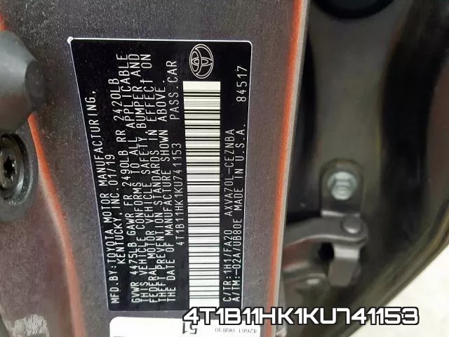 4T1B11HK1KU741153 фото 2