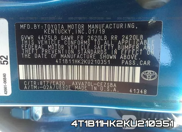 4T1B11HK2KU210351 фото 10
