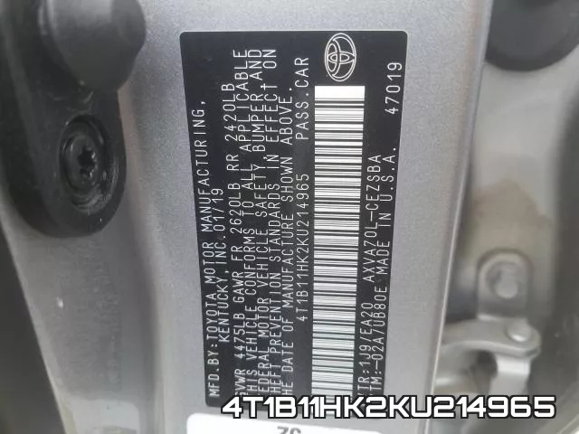 4T1B11HK2KU214965 фото 2