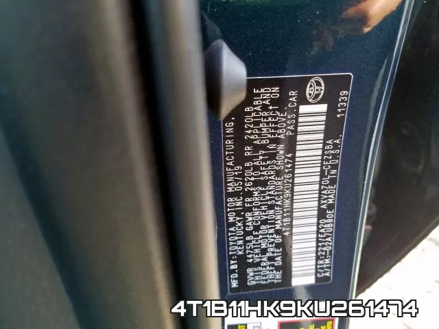 4T1B11HK9KU261474 фото 2