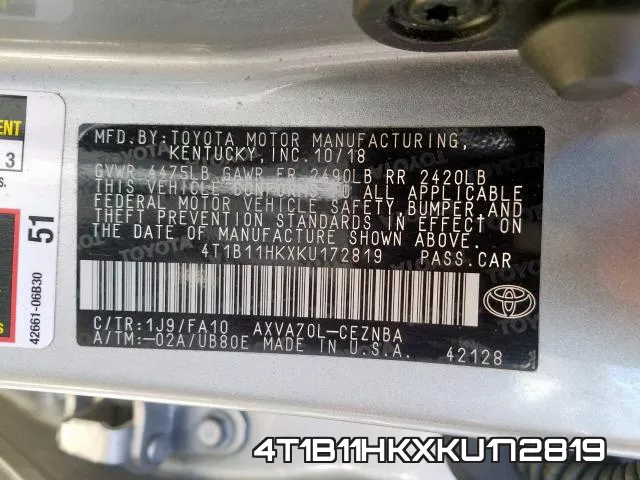 4T1B11HKXKU172819 фото 2