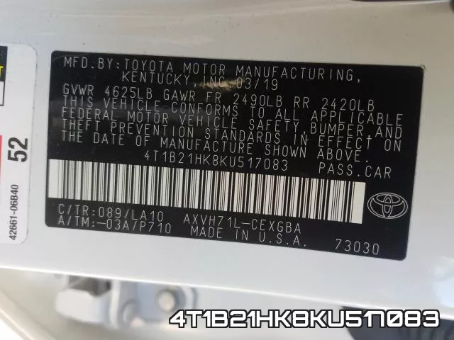 4T1B21HK8KU517083 фото 2