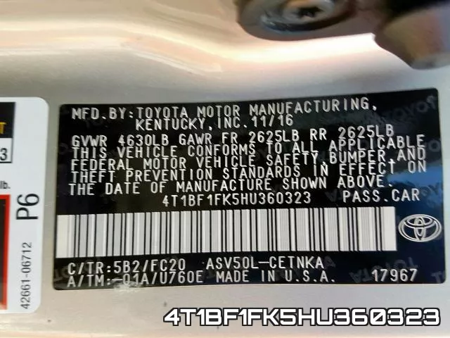 4T1BF1FK5HU360323 фото 2