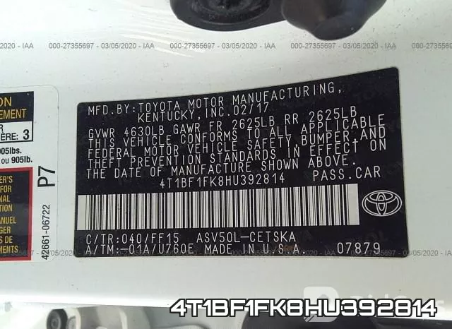 4T1BF1FK8HU392814 фото 10