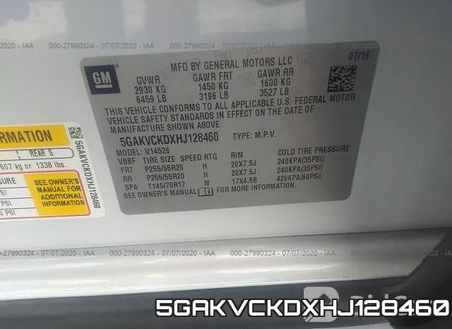 5GAKVCKDXHJ128460 фото 10