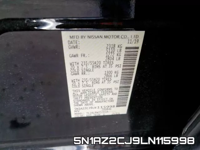 5N1AZ2CJ9LN115998 фото 2