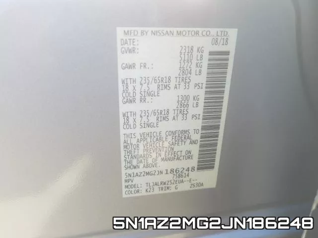 5N1AZ2MG2JN186248 фото 2