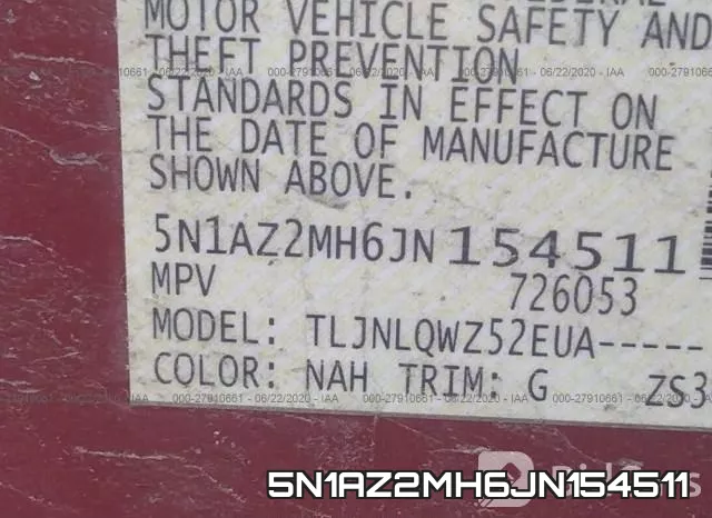 5N1AZ2MH6JN154511 фото 10