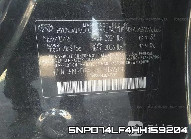 5NPD74LF4HH159204 фото 10