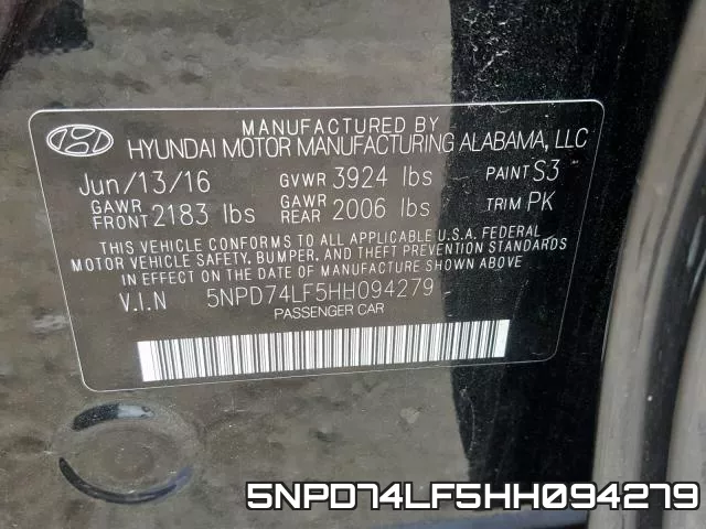 5NPD74LF5HH094279 фото 2