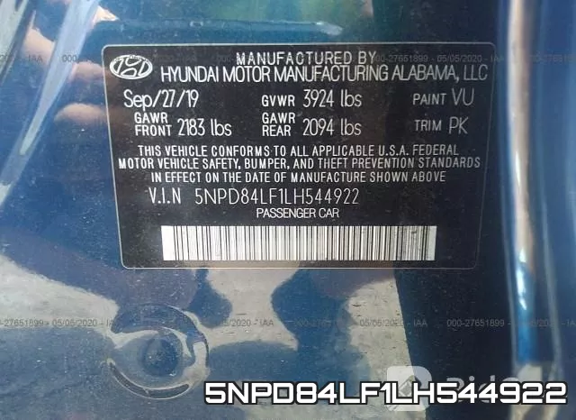 5NPD84LF1LH544922 фото 10