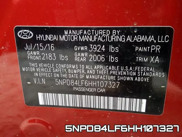 5NPD84LF6HH107327 фото 2