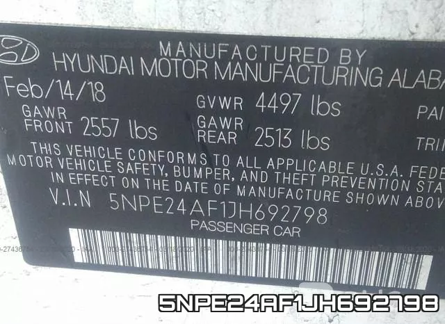 5NPE24AF1JH692798 фото 10