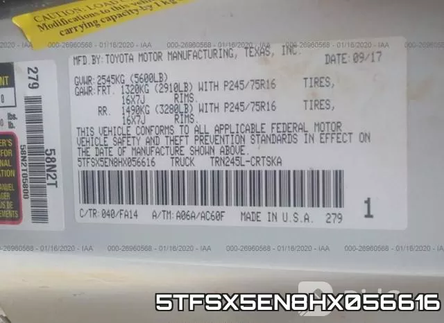 5TFSX5EN8HX056616 фото 10