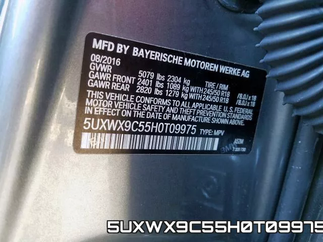 5UXWX9C55H0T09975 фото 2