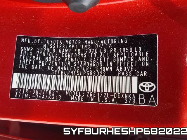 5YFBURHE5HP682022 фото 2