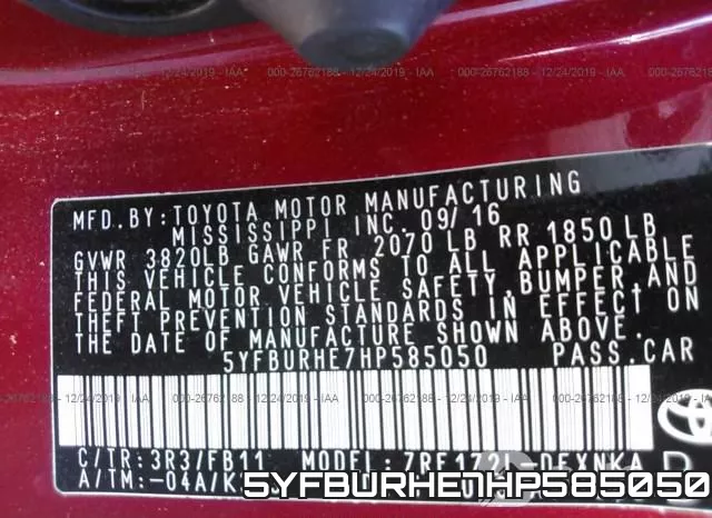 5YFBURHE7HP585050 фото 10