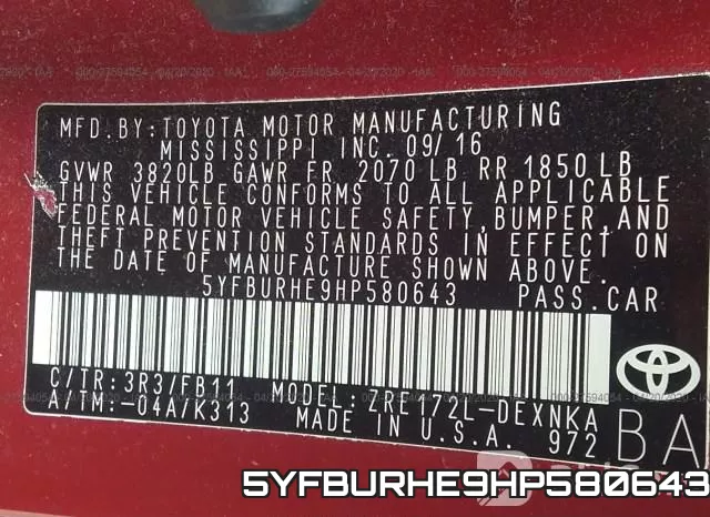 5YFBURHE9HP580643 фото 10