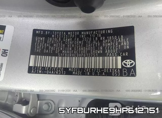 5YFBURHE9HP612751 фото 10