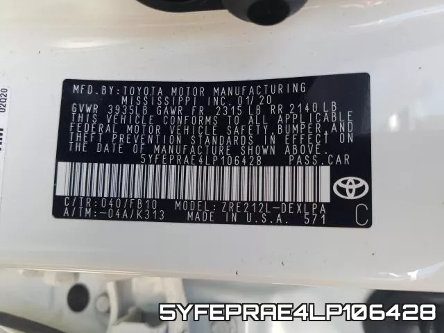 5YFEPRAE4LP106428 фото 2
