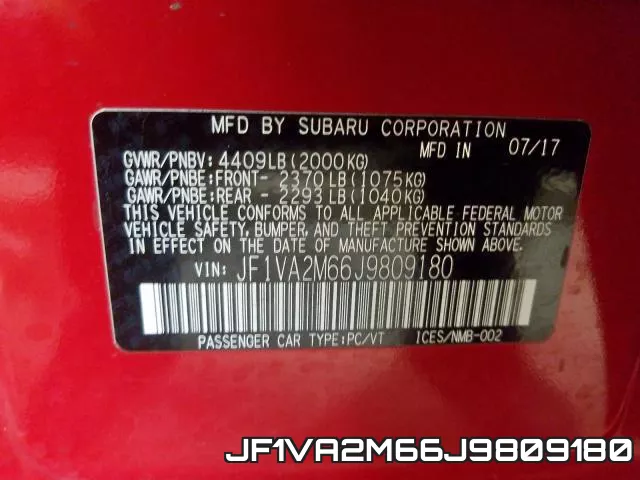 JF1VA2M66J9809180 фото 2
