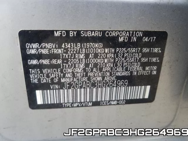JF2GPABC3HG264969 фото 2
