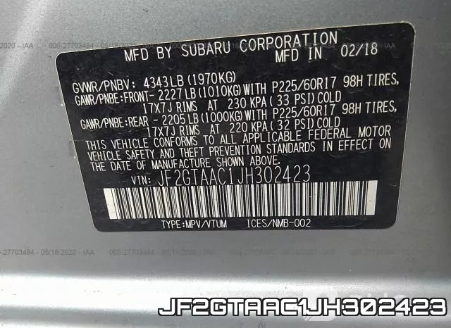 JF2GTAAC1JH302423 фото 10