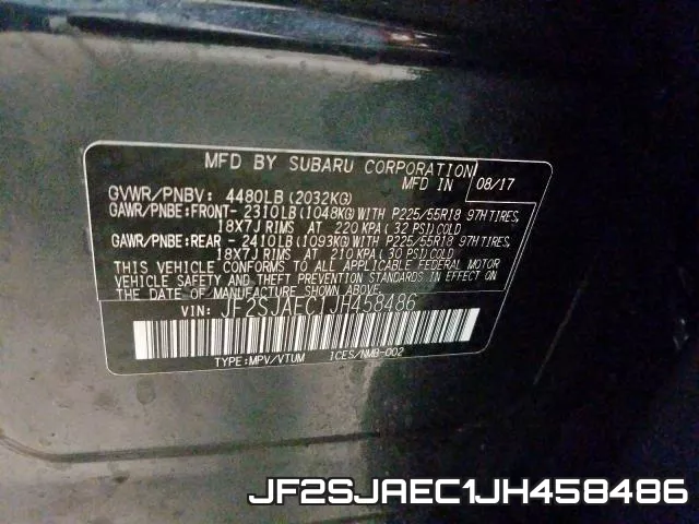 JF2SJAEC1JH458486 фото 2