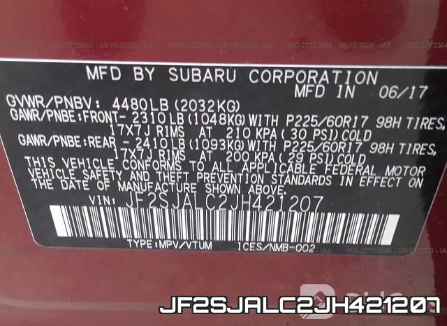 JF2SJALC2JH421207 фото 10