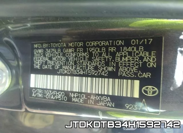 JTDKDTB34H1592742 фото 10