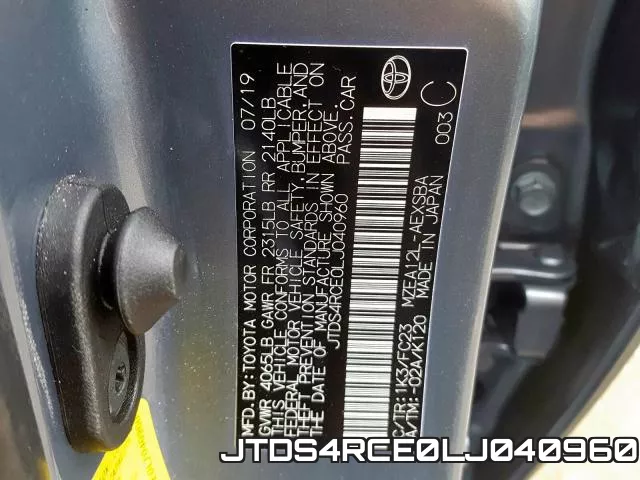 JTDS4RCE0LJ040960 фото 2