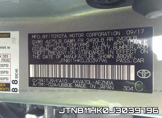 JTNB11HK0J3039796 фото 10