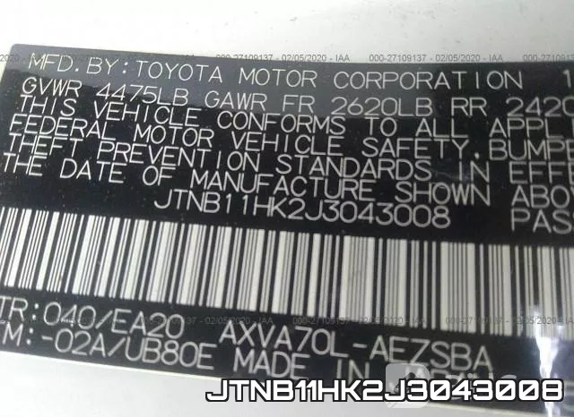 JTNB11HK2J3043008 фото 10