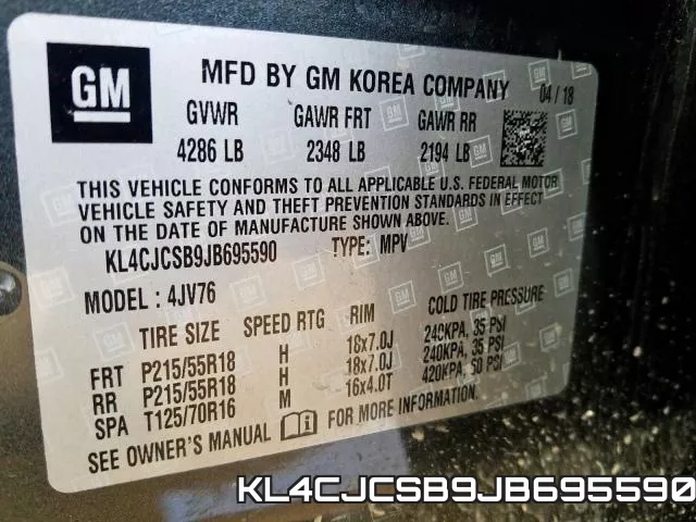 KL4CJCSB9JB695590 фото 2